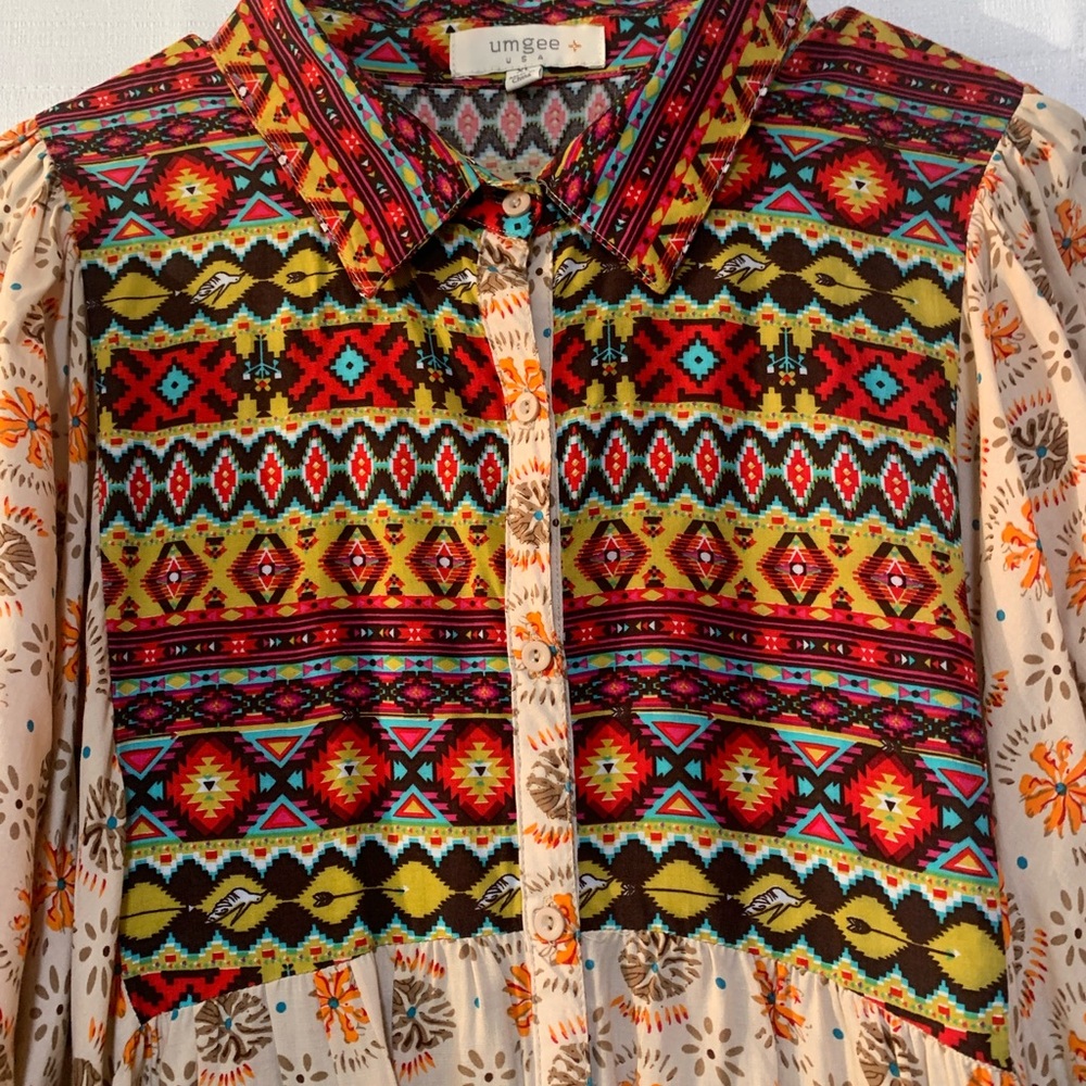 XL Umgee Boho Festival Dress. Babydoll,Flared Knee-Length.Beige.Festive Bodice!